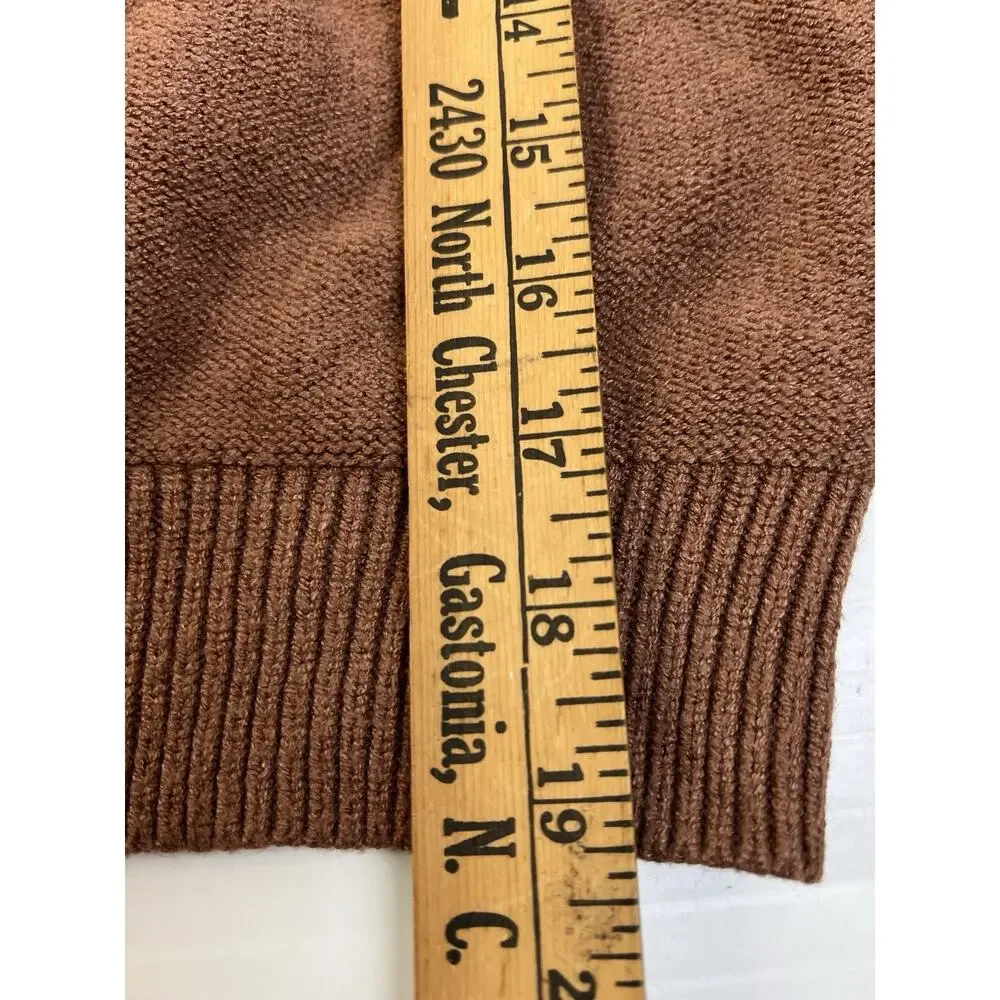 Simplee Sweater Women Small Brown Ball Embellishment Lantern Sleeves Work School